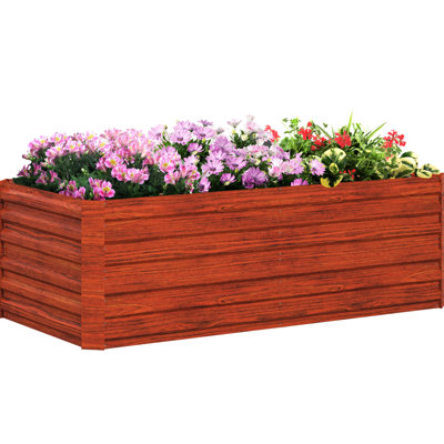 Dark Brown Galvanized Raised Garden Box. 6' X 3' 2' For Veggies, Flowers, Herbs. Reinforced, Spacious. Open, Water-, Easy Installation Bed Kit, Brown. Metal Planter Open Bottom, Outdoor Plant Area Kit