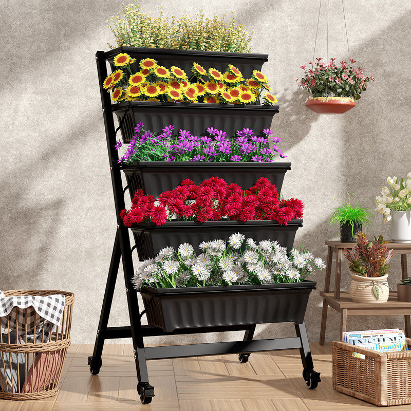 Jardinière verticale à 5 niveaux, lit surélevé peu encombrant pour l'intérieur et l'extérieur