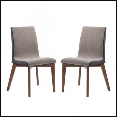Chaises d'appoint rembourrées grises et noyer naturel