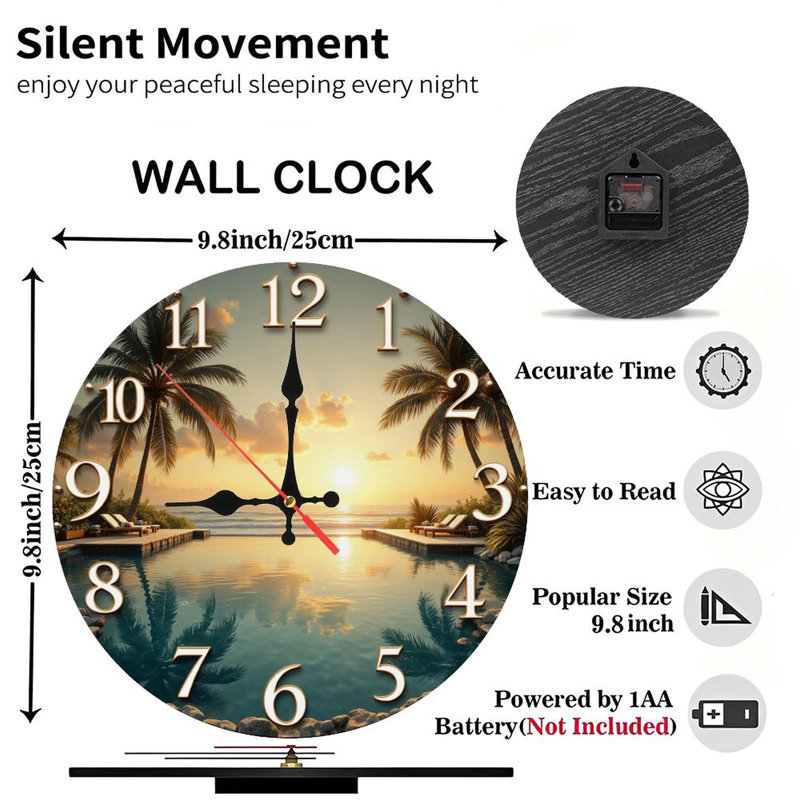 Horloge murale plage tropicale