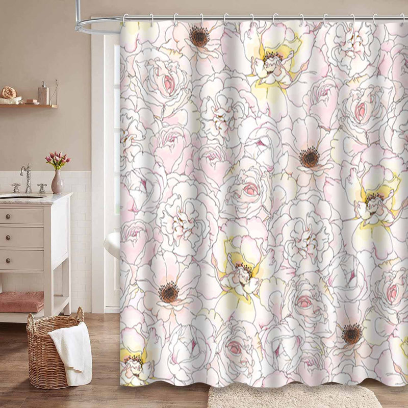 Rideau de douche imperméable romantique à branches florales avec 12 crochets, L 72 po x l 72 po