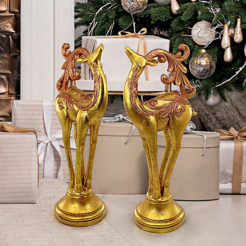 Santa's Romping Reindeer Christmas Statue