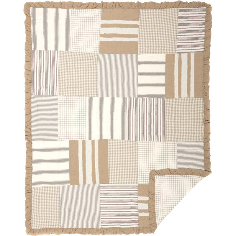 Grace Twin Cotton Patchwork Quilt in Neutral Tones
