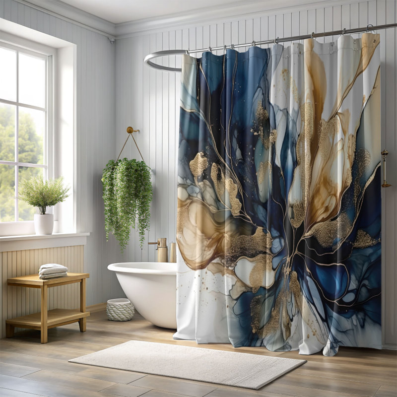 Regal Navy Reverie - Premium Shower Curtain, 74"H x 71"W