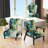 Yellow and Turquoise Order In Complexity I - Velvet Upholstered Modern Side Chair, Geometric Shapes Accent Chair
