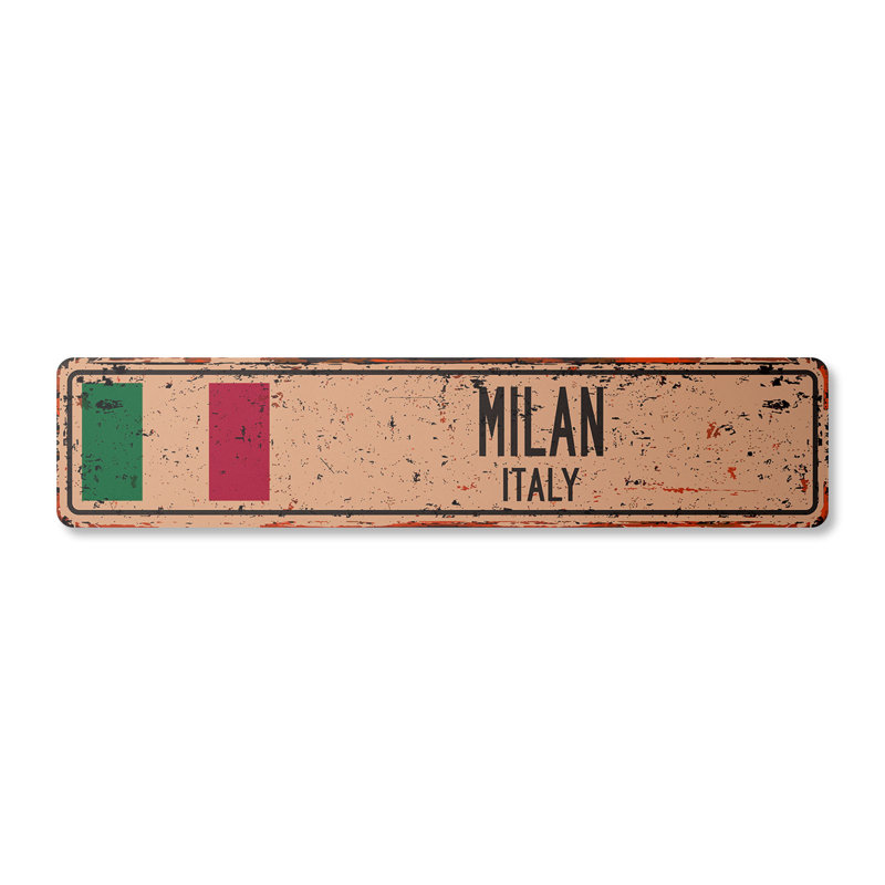 Panneau de signalisation Milan en aluminium 6 po x 24 po