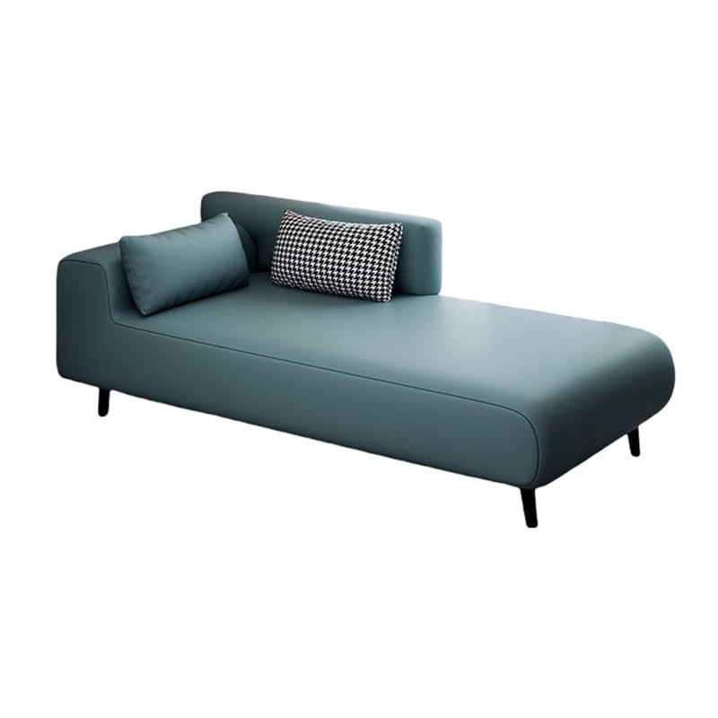 Fauteuil inclinable en tissu de cuir rembourré de latex éponge, Bleu, Accoudoir à gauche (vu de face)
