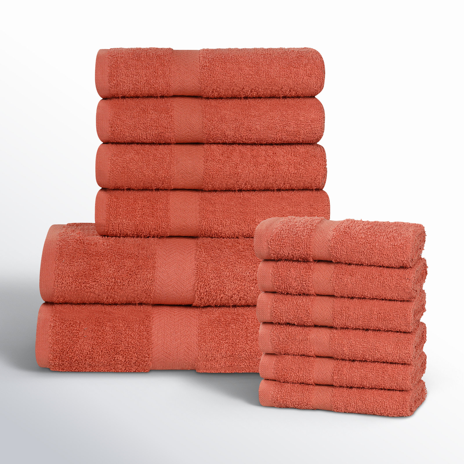 12-Piece Quick-Drying Cotton Towel Set, Coral