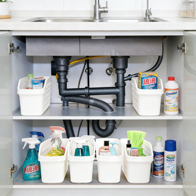 Rangement sous l'évier avec roulettes, 4 paniers de rangement pour armoire, armoire de cuisine, salle de bain et garde-manger, paniers de rangement en plastique multifonctionnels pour espaces étroits