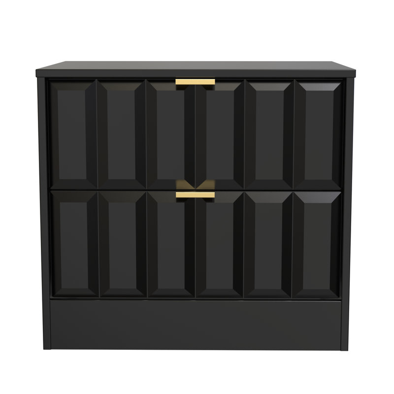 Besian 58cm W Manufactured Wood Bedside Table, Deep Black/Black Matt