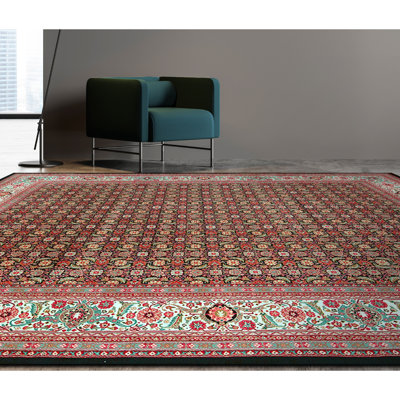 Tapis rectangulaire en laine noué à la main