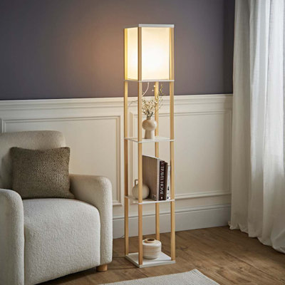 Lena Struttura 160cm Floor Lamp Wooden Shelves Floor Lamp in 4 Colours