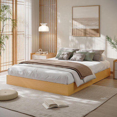 Lit plateforme simple TG - Bois de pin, sans tête de lit, lattes robustes