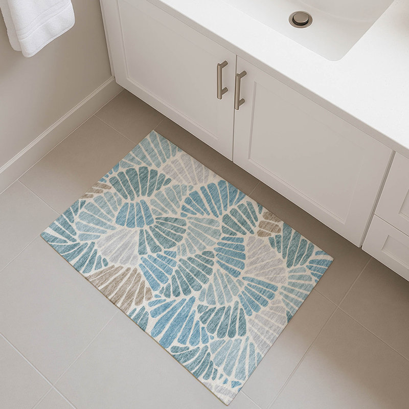 Tapis floral lavable à la machine de qualité supérieure Mayfield AMF2384, 1 pi 8 po x 2 pi 6 po, Sarcelle
