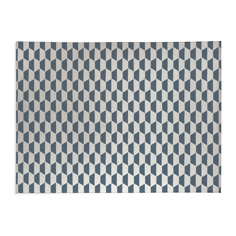 Hex Peach Indoor Doormat, Blue, 60" W x 84" L