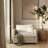  Deep-Seated Chenille Armchair, White Upholstered Accent Chair with Solid Wood Frame & Toss Pillow, Reading Lounge Chair for Living Room Bedroom-1001403907
