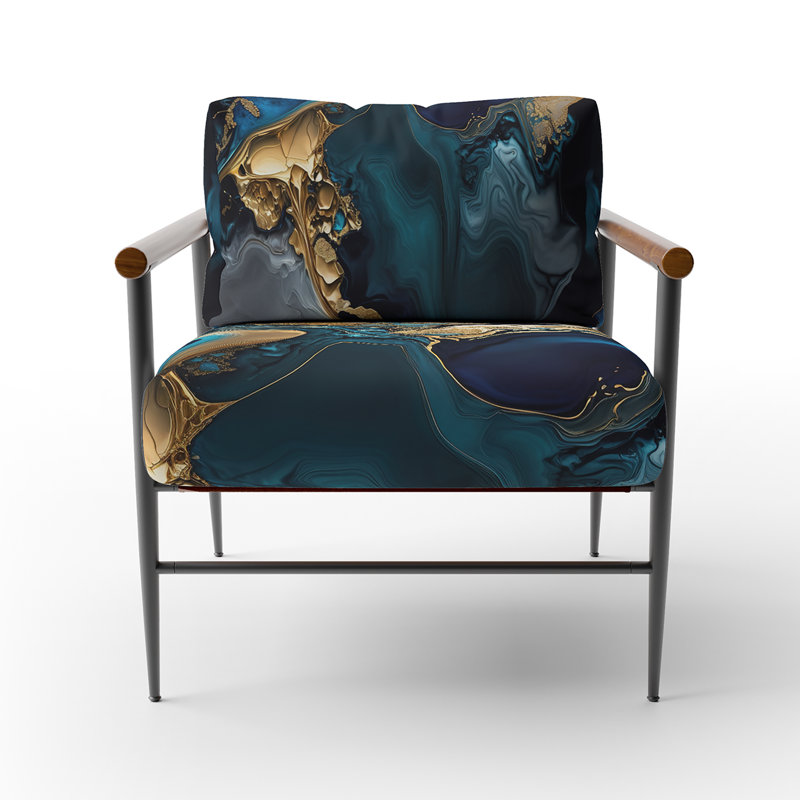 Crossreagh - Fauteuil d'appoint rembourré en marbre, Noir, noir, noir, noir