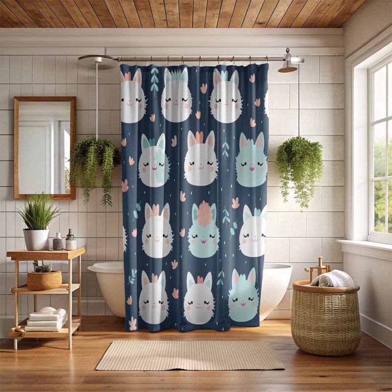 Sweet Kitten Patterns - Rideau de douche standard 1 pièce, H 74 po x l 71 po