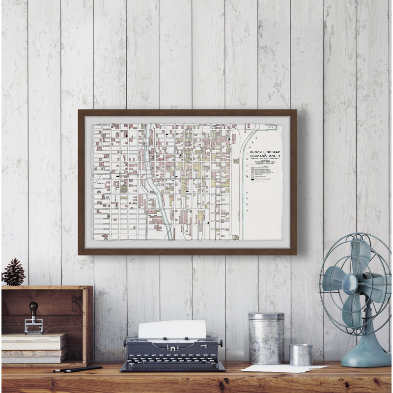 «Block Line Map of Chicago», impression encadrée, H 24 po x l 36 po x 1,5 po