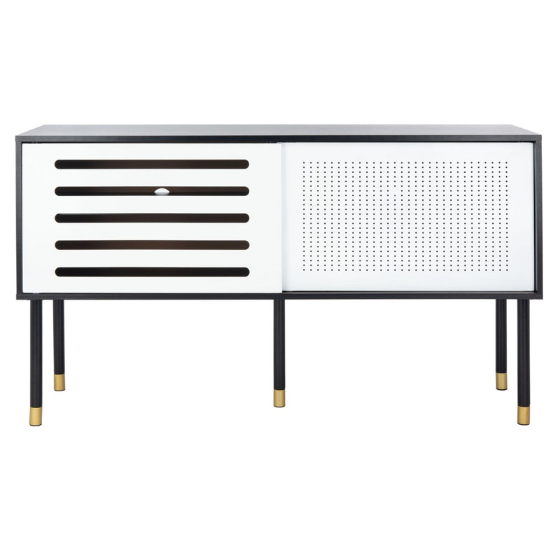 Meuble télé pour téléviseur de 42 po ou moins Melven, Noir / blanc / or