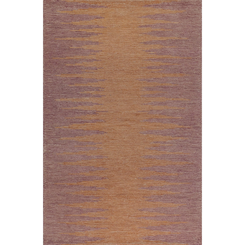 Abrash Ikat Hand-Tufted Wool Area Rug Cut/Loop Pile, 5'6" x 8'6", Spice