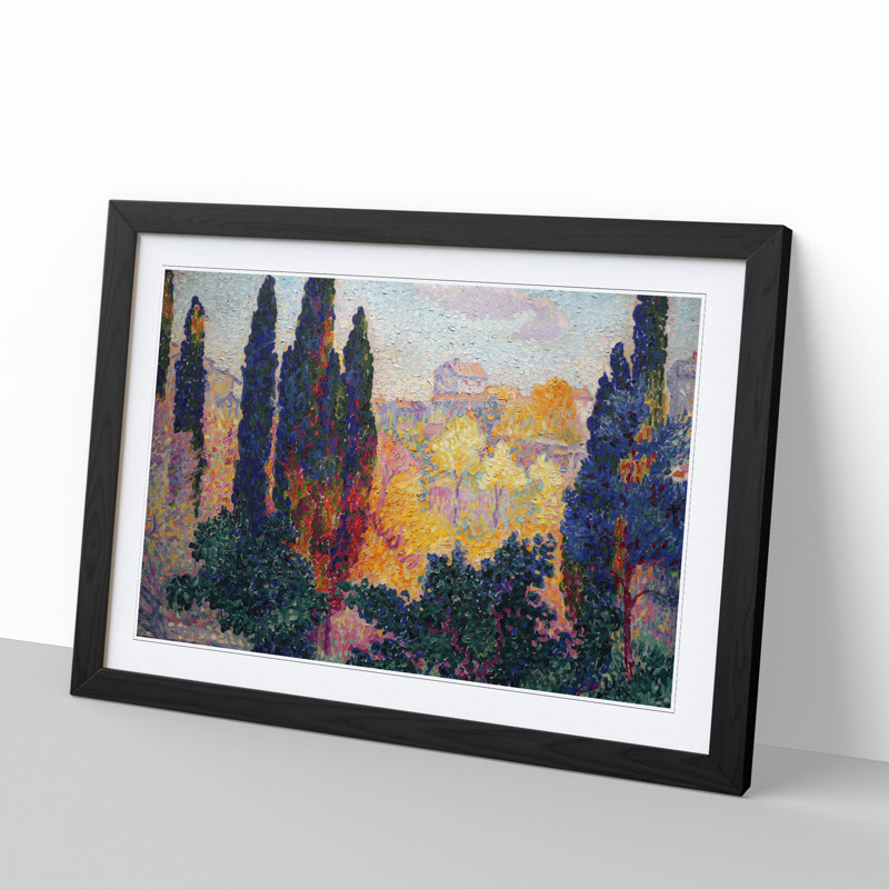 Cypresses by Henri-Edmond Cross - Picture Frame Painting, Black Framed, 27cm H x 36cm W x 2cm D
