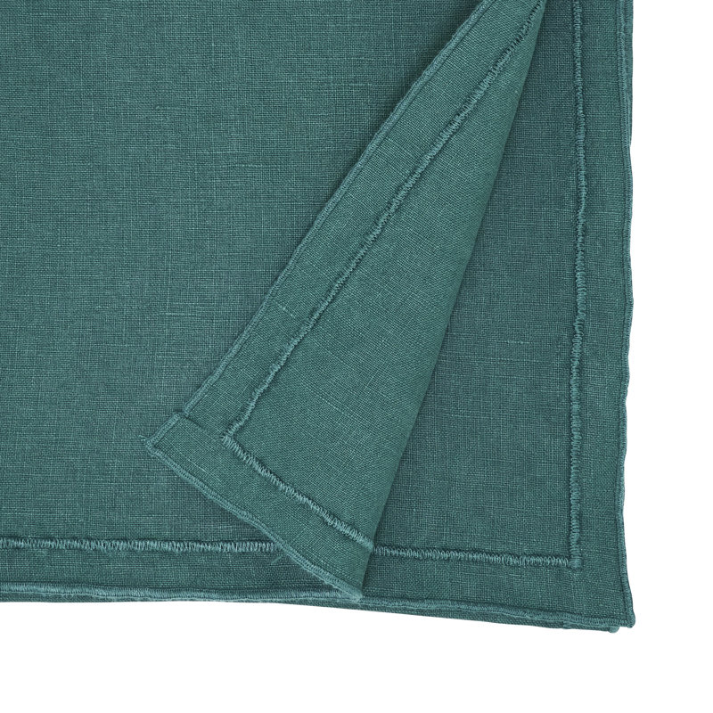 Aneta Stonewashed Overlock Edge Table Runner, Green