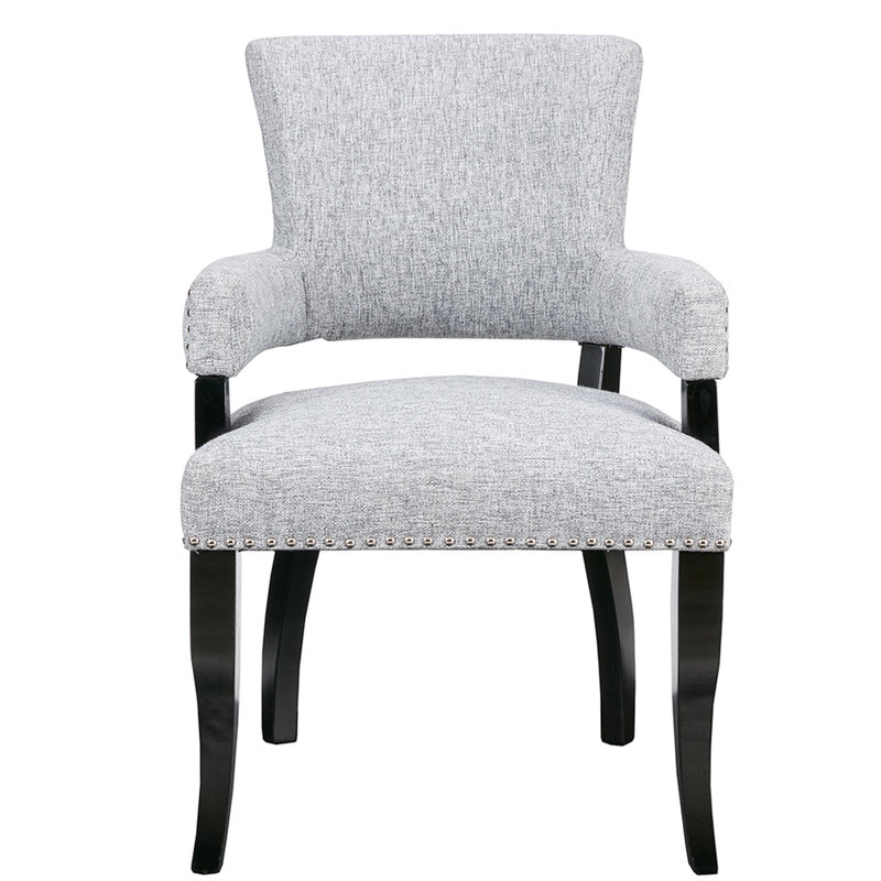 Fauteuil avec accoudoirs pour améliorer l'ambiance de la salle à manger, fauteuil à clous, fascinant, Gris, Noir