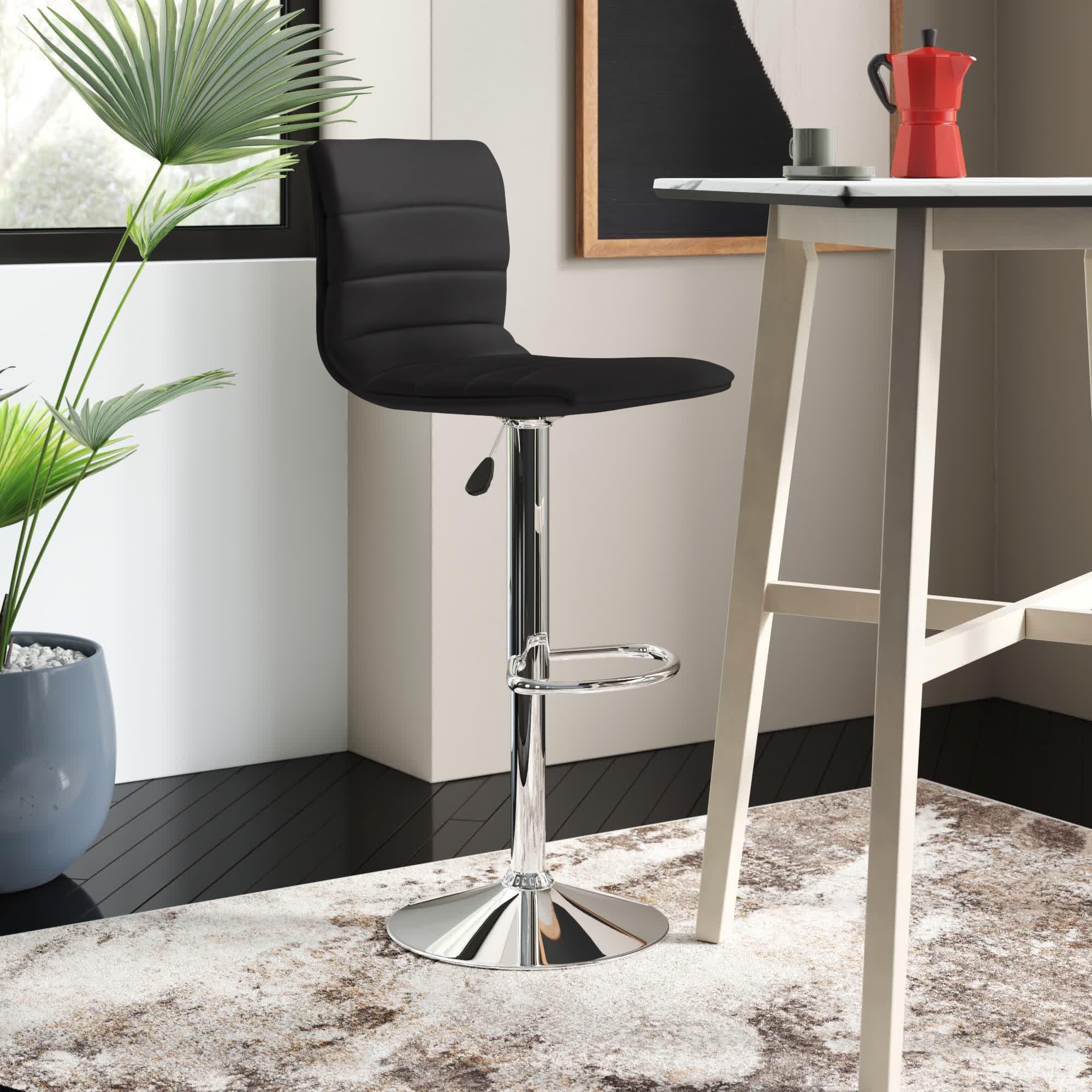 Zipcode Design™ Claudine Contemporary Cozy Mid-Back Vinyl Adjustable Height  Barstool with Chrome Base & Reviews