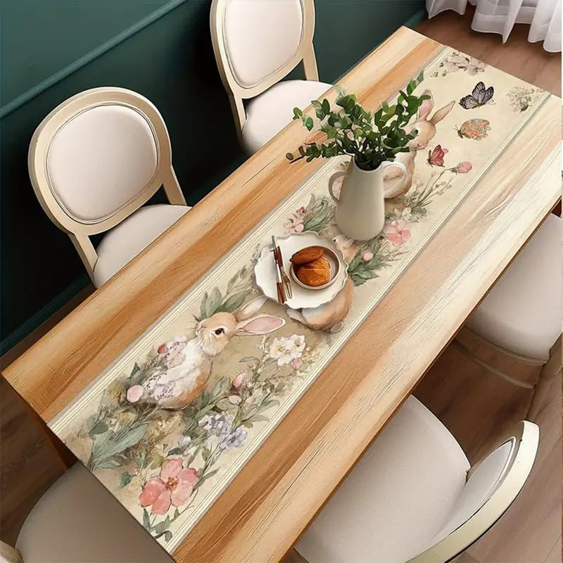 Chemin de table Retro Bunny & Flower