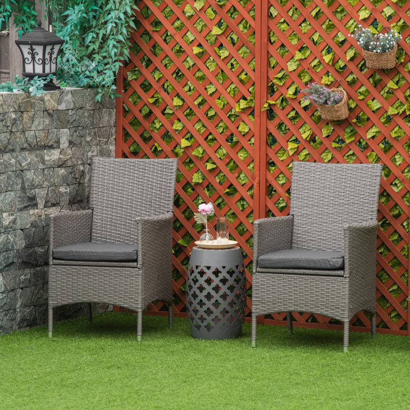Tuscumbia Patio Dining Side Chair with Cushion, Grey