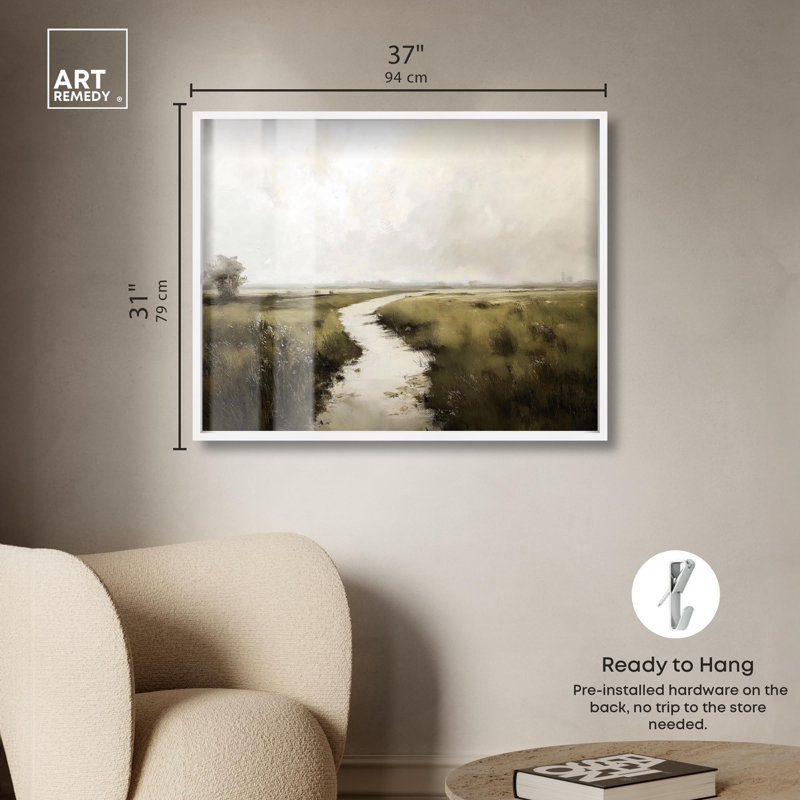 «Grassline Reflections Shadowbox Print» par Art Remedy, Blanc, H 31 po x l 37 po