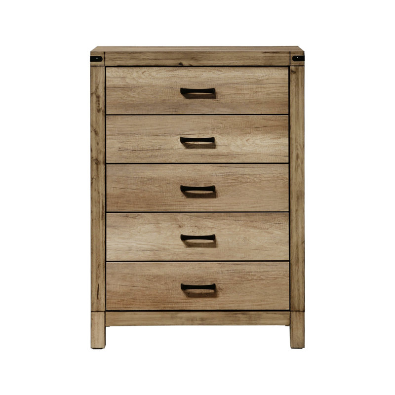 Commode contemporaine à cinq tiroirs, commode de chambre en bois pour la maison