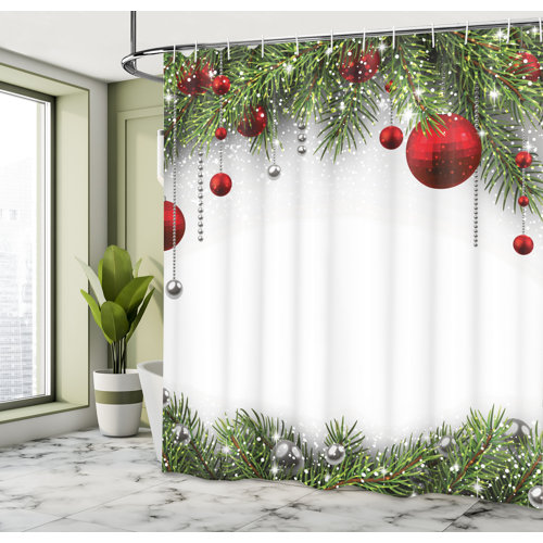 The Holiday Aisle® Mixed Shower Curtain with Hooks Included & Reviews ...