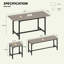 Ensemble de table de salle à manger extensible pour 4-8, grande table de cuisine extensible de 63 po avec 2 bancs et 2 tabourets, plateau en bois moderne et structure en métal, peu encombrant, facile à assembler, gris.-128982036-128982041-128982043-128982047-128982049