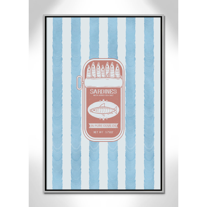 «Salty Sardines Print» par Marcus Prime, L 25,5 po x H 37,5 po, Flottant argenté