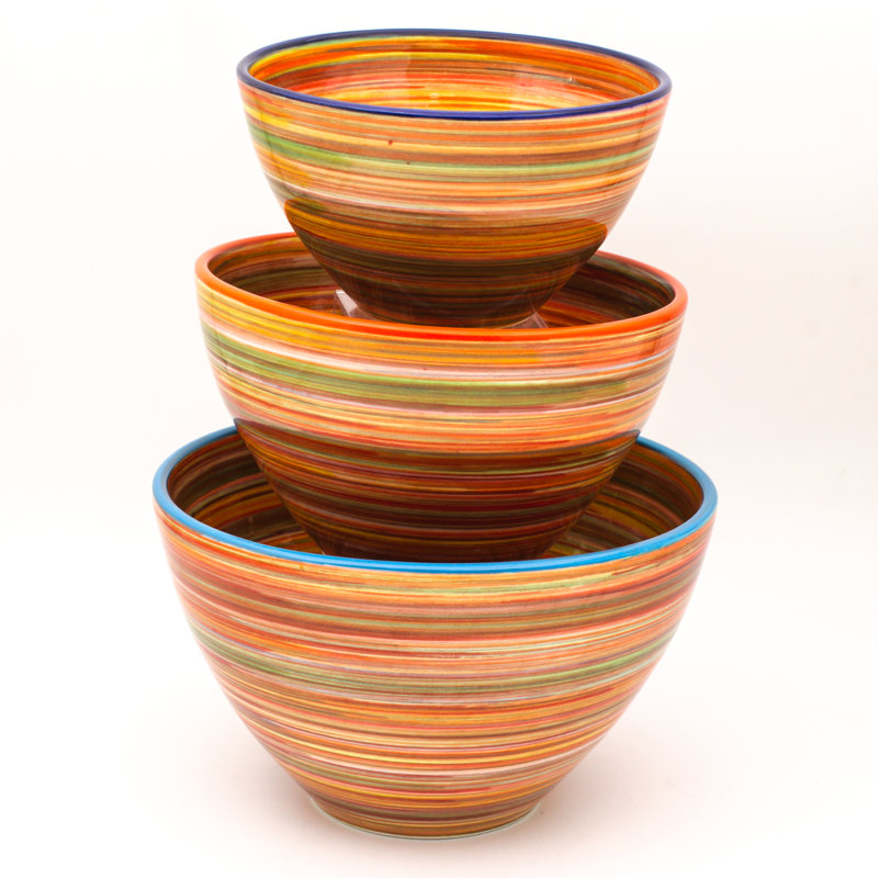 Ensemble de 3 bols empilables Raia, Orange/bleu
