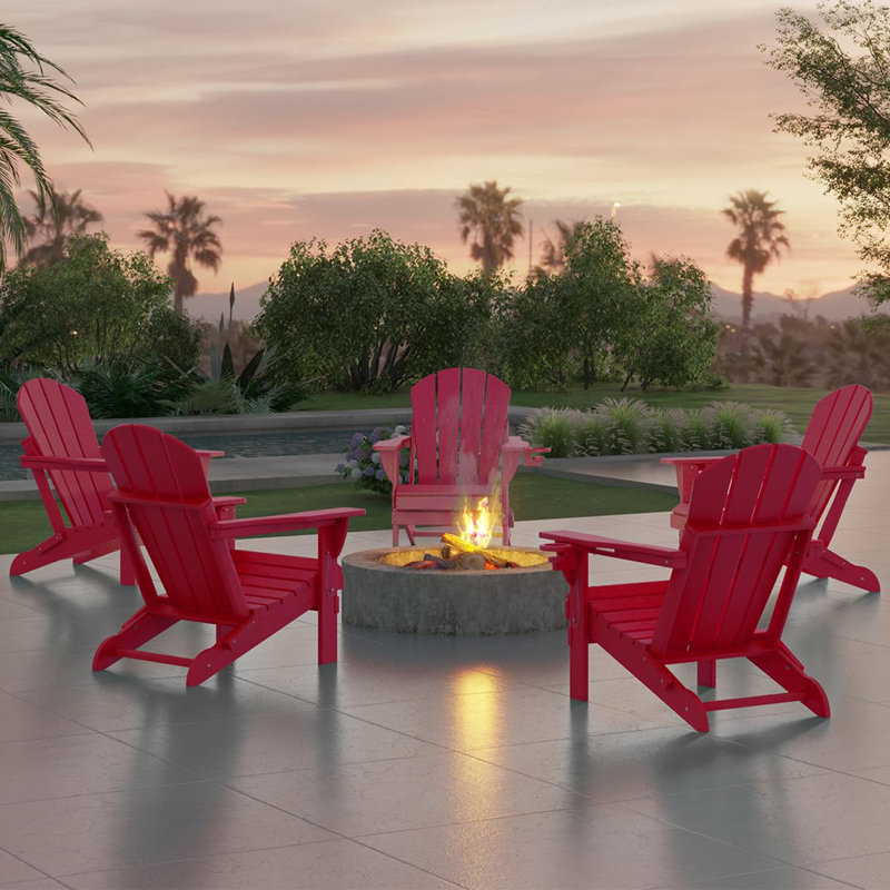 Chaise Adirondack pliante en PEHD pour patio, Rouge