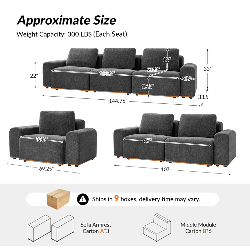 Eivind Sofia Sectional Sofa, Grey
