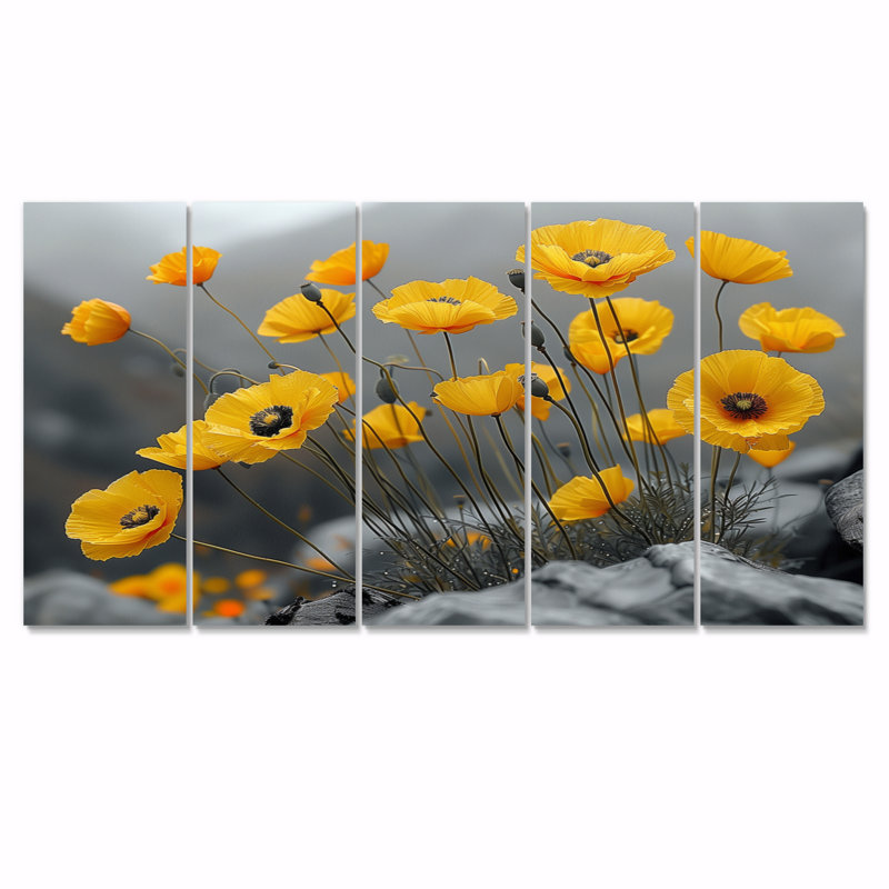 Neysa - ensemble d'art mural coquelicots, 32" H x  80" W