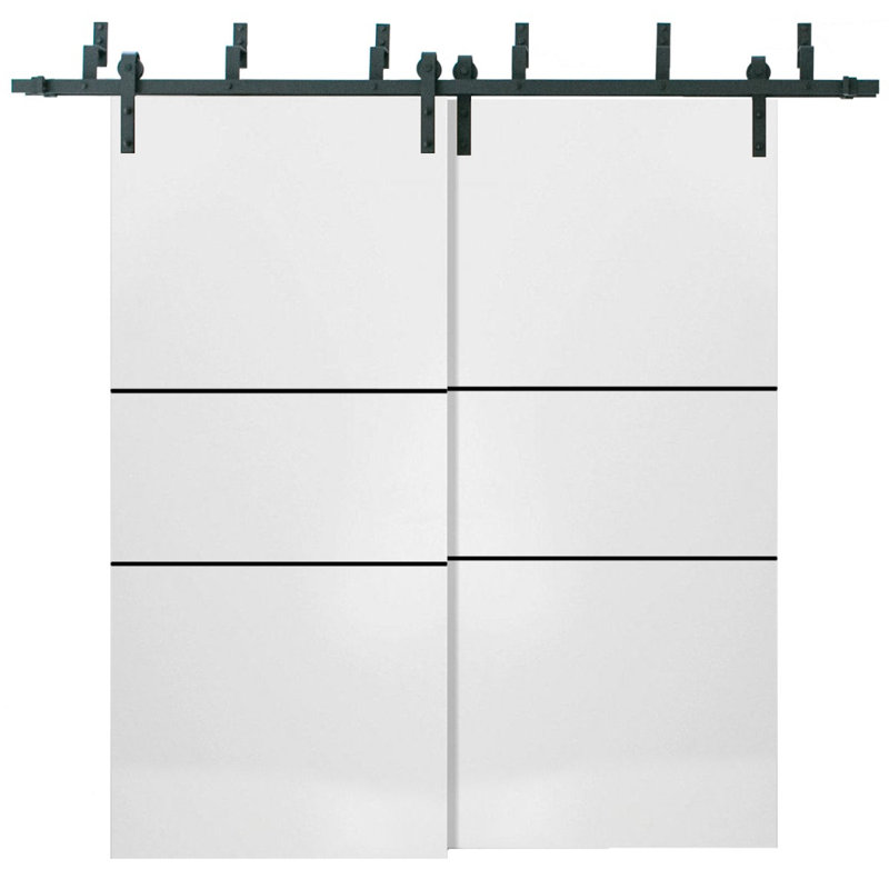 Porte de grange en bois massif massif, 48 po x 80 po, Satin blanc