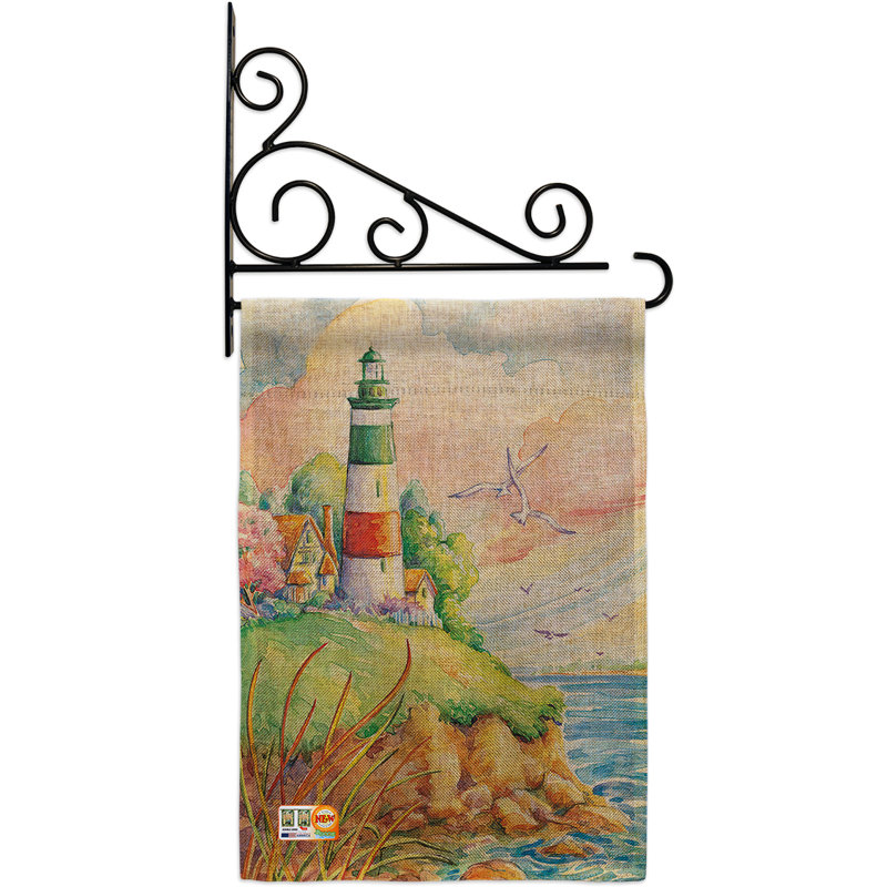Phare en polyester de 2 côtés 19 x 13 po drapeau de jardin, Brun