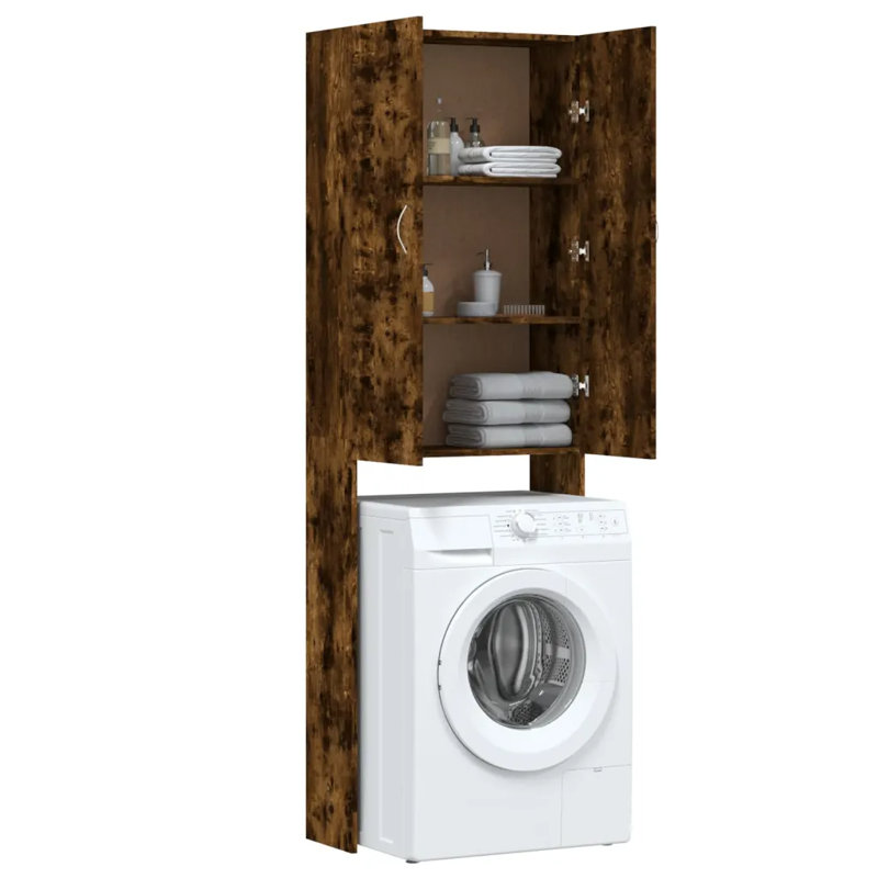 Arinze Freestanding Linen Cabinet, Smoked Oak