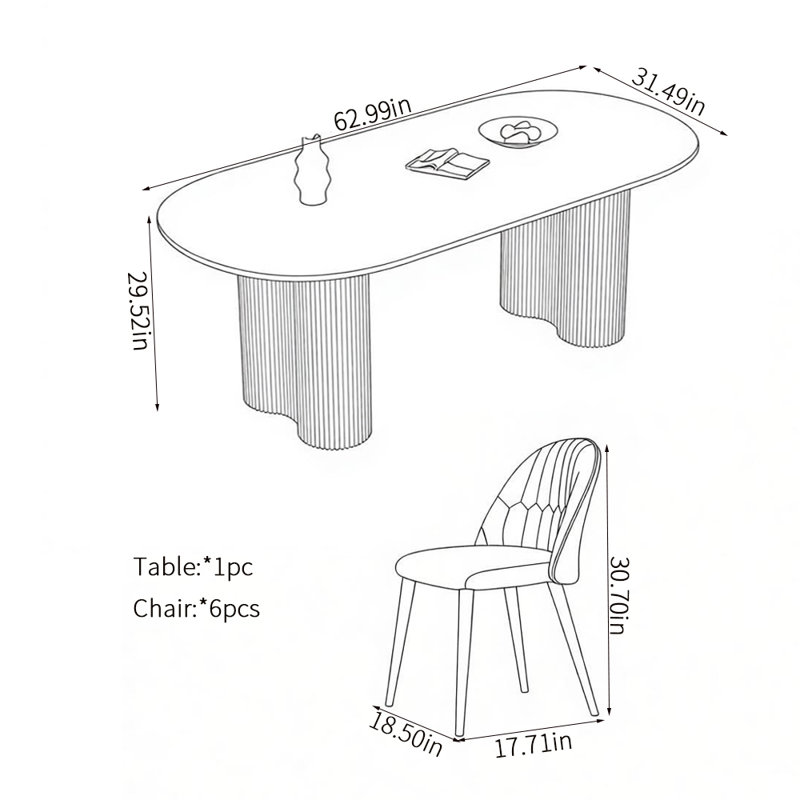 Ensembles de table de salle à manger Simple Pure White Rock Plate, 29,52 po H x 62,99 po L x 31,49 po l