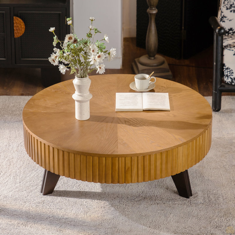 Table basse 39,37 po avec espace de rangement, Plateau naturel / structure noire