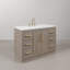 Hugo 48" Carrara White Marble Countertop Bath Vanity in Gray Oak with Faucet-1257750123