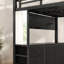 Lit mezzanine double avec bureau, tiroirs, lampe à DEL et port USB, couleur noire