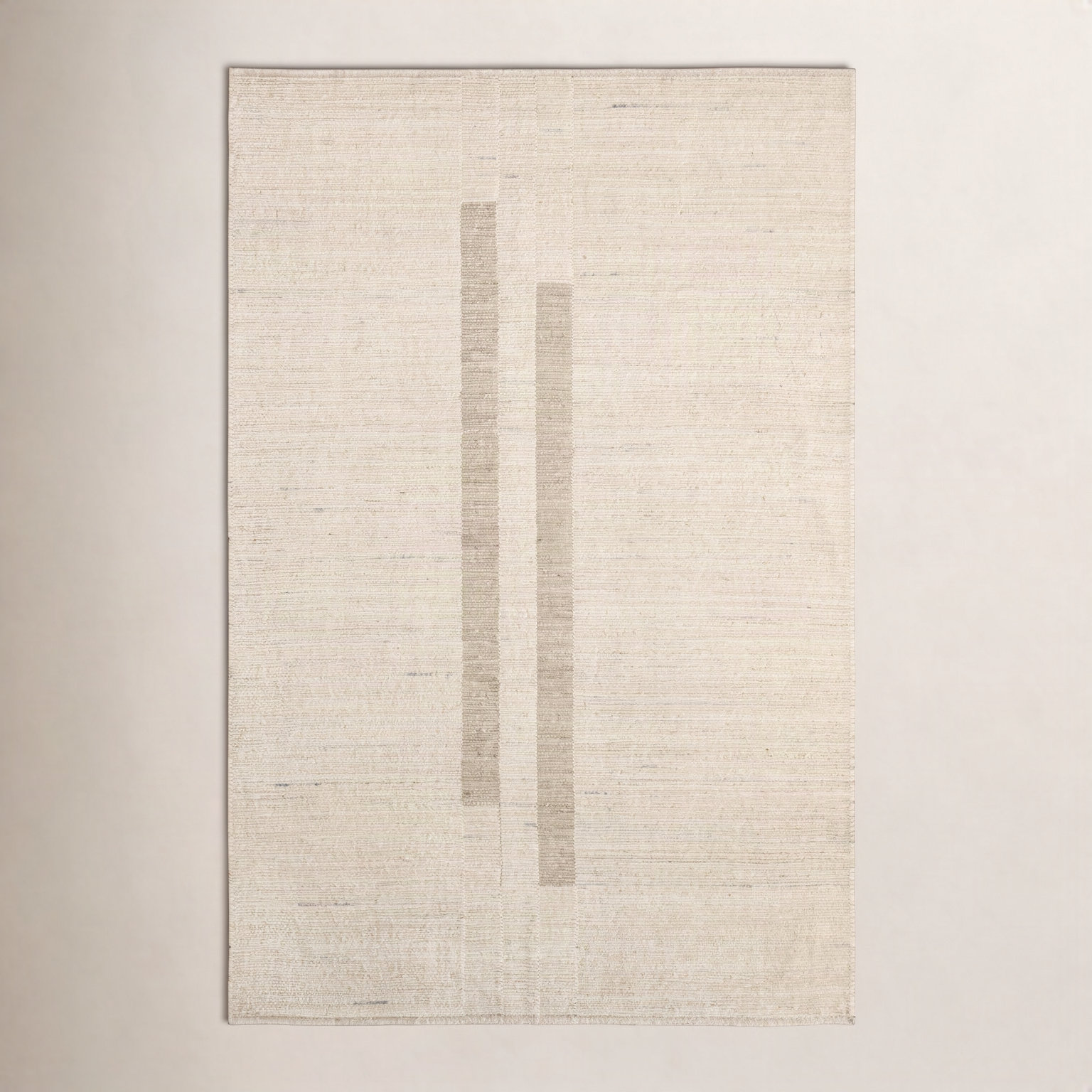 Nona Ivory Tan Hand-Woven Striped Rug, Rectangle 8' x 10'