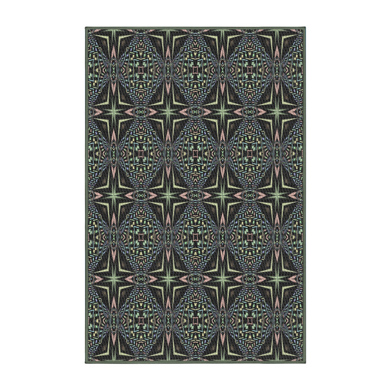 Tapis gris / olive Ikat, Rectangle 2 pi x 4 pi