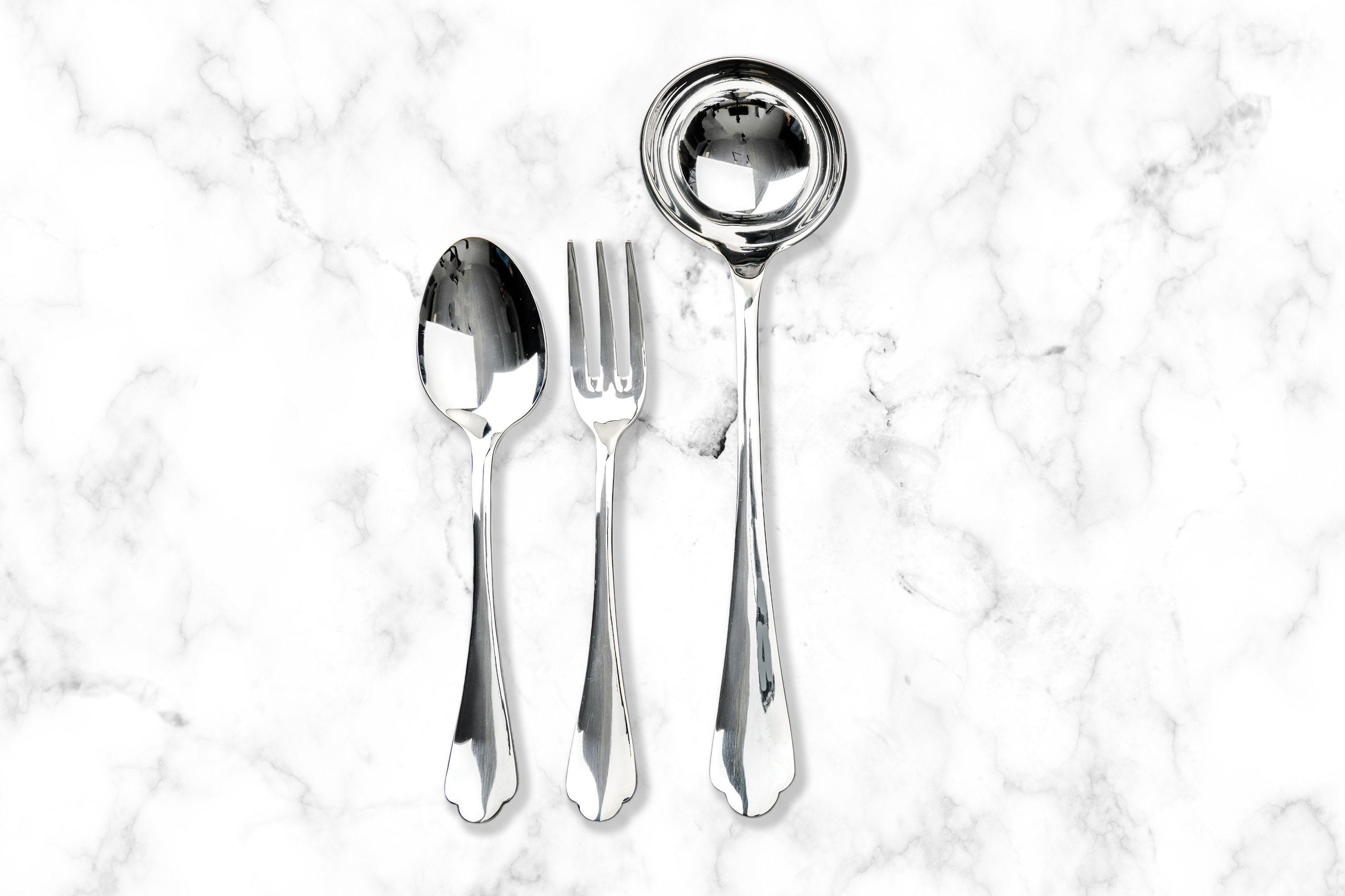 MEPRA 3 Pcs Serving Set (Fork Spoon And Ladle) Dolce Vita Pewter Stainless Steel | Wayfair